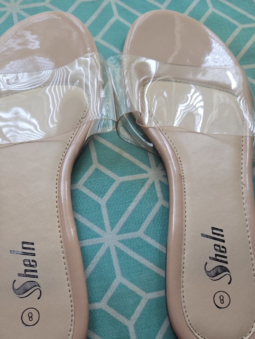 SHEIN Nude Clear Strap Slide Sandals with Transparent Band